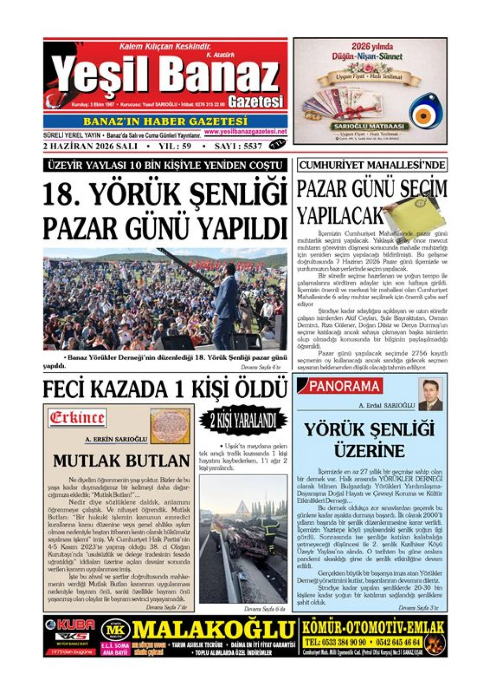 2 HAZİRAN 2026 SALI