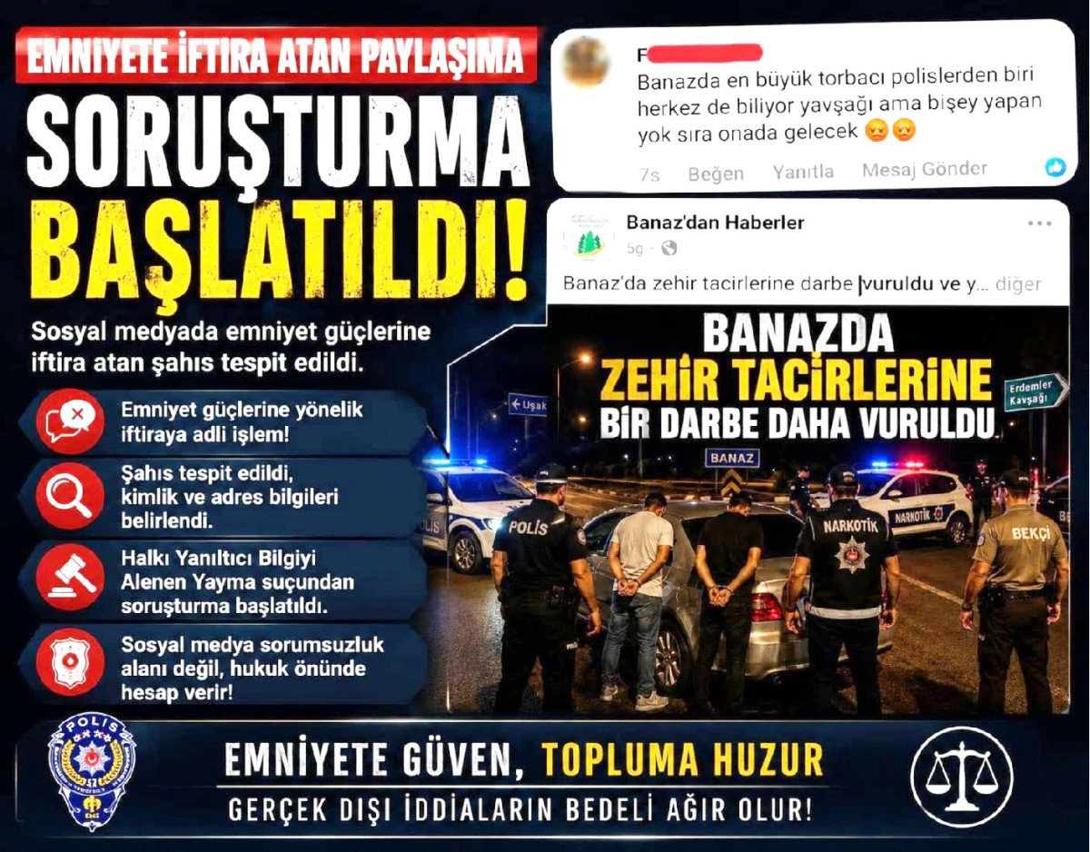 EMNİYETE İFTİRA İ&Ccedil;ERİKLİ YORUMA SORUŞTURMA