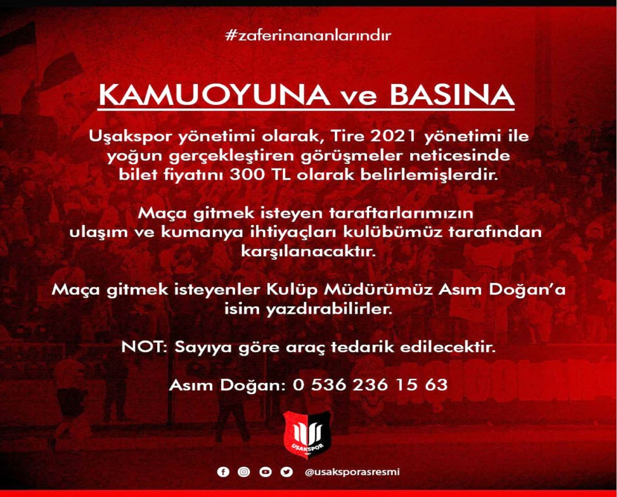 UŞAKSPOR TİRE’YE ÇIKARTMA YAPIYOR